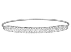 1.68CT DIAMOND 18K WHITE GOLD PAVE 3 ROW BAR SNAKE FLEXIBLE CUFF BANGLE BRACELET