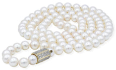 1.0CT DIAMOND & AAA SOUTH SEA PEARL 14K YELLOW GOLD 3D OCTAGON FUN LOVE NECKLACE