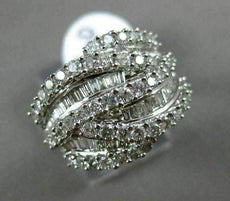 ESTATE WIDE 1.50CT ROUND & BAGUETTE DIAMOND 14KT WHITE GOLD MULTI WAVE LEAF RING