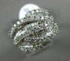 ESTATE WIDE 1.50CT ROUND & BAGUETTE DIAMOND 14KT WHITE GOLD MULTI WAVE LEAF RING