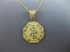 ESTATE 14KT YELLOW GOLD 3D OCTAGON HEALTH GUARD ENGRAVEABLE PENDANT #25079