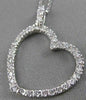 ANTIQUE .65CTW DIAMOND HANGING OPEN HEART 14K WHITE GOLD PENDANT + CHAIN #13026