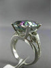 ESTATE EXTRA LARGE 4.17CT DIAMOND & MYSTIC TOPAZ 14KT WHITE GOLD ENGAGEMENT RING