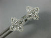 ESTATE .91CT DIAMOND 18KT WHITE GOLD 3D 4 LEAF CLOVER FLOWER STAR STUD EARRINGS