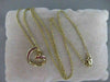 ESTATE RUBY HANGING OPEN HEART 3D CHANNEL 14KT YELLOW GOLD PENDANT + CHAIN ##925
