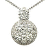 ESTATE 1.26CT DIAMOND 18KT WHITE GOLD 3D CLASSIC ROUND CLUSTER HALO LOVE PENDANT