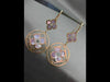 ESTATE LARGE .17CT DIAMOND & PINK MOTHER OF PEARL 14K ROSE GOLD HANGING EARRINGS