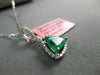 ESTATE 1.83CT DIAMONDS & AAA EMERALD 18K WHITE GOLD 3D TRILLION FLOATING PENDANT
