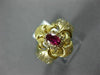 ESTATE WIDE .79CT DIAMOND & AAA RUBY 14K YELLOW GOLD FILIGREE ETOILE FLOWER RING