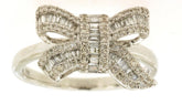 ESTATE .50CT DIAMOND 14KT WHITE GOLD 3D ROUND & BAGUETTE CLASSIC BOW RING
