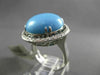 ESTATE LARGE .36CTW BLACK & WHITE DIAMOND & AAA TURQUOISE 14KT WHITE GOLD RING