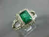 LARGE 2.10CT DIAMOND & AAA EMERALD 14K WHITE GOLD 3D SQUARE HALO ENGAGEMENT RING