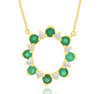 ESTATE 1.19CT DIAMOND & AAA EMERALD 14K YELLOW GOLD CIRCLE OF LIFE LOVE NECKLACE