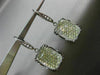 ESTATE LARGE 2.15CT DIAMOND & TOPAZ 18KT BLACK GOLD RECTANGULAR HANGING EARRINGS