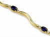 2.04CT DIAMOND & AAA SAPPHIRE 14K YELLOW GOLD OVAL & ROUND 3 STONE WAVE BRACELET