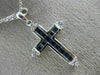 ESTATE .79CT ROUND DIAMOND & AAA PRINCESS SAPPHIRE 18K WHITE GOLD CROSS PENDANT