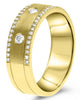 .28CT DIAMOND 14KT YELLOW GOLD ROUND ETOILE 3 ROW MATTE & SHINY ANNIVERSARY RING