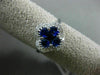 ESTATE 1.38CT DIAMOND & AAA SAPPHIRE 18KT WHITE GOLD 3D SQUARE FLOWER LOVE RING