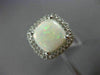ESTATE LARGE 4.14CT DIAMOND & AAA OPAL 14K WHITE GOLD 3D SQUARE DOUBLE HALO RING