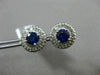 ESTATE LARGE 2.80CT DIAMOND & AAA SAPPHIRE 14KT WHITE GOLD ROUND HALO EARRINGS