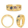 1.91CT DIAMOND & AAA MULTI COLOR SAPPHIRE 14KT YELLOW GOLD MULTI SHAPE FUN RING