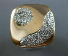 ESTATE LARGE .95CT DIAMOND 14K ROSE GOLD 3D SUN & MOON FLOWER SQUARE ETOILE RING