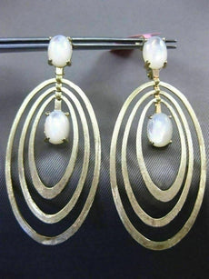 ESTATE LARGE AAA MOON STONE 14KT YELLOW GOLD MULTI OVAL CLIP ON HANGING EARRINGS