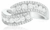 ESTATE WIDE 1.14CT DIAMOND 14KT WHITE GOLD 3D CRISS CROSS LOVE ANNIVERSARY RING