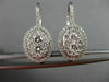 ESTATE LARGE 2.60CT DIAMOND 18KT WHITE GOLD 3D CLUSTER OVAL HANGING EARRINGS