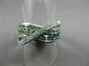 ESTATE WIDE 2.97CT DIAMOND & GREEN AMETHYST 14KT WHITE GOLD X RAINBOW LOVE RING