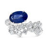 LARGE 3.33CT DIAMOND & AAA SAPPHIRE 14KT WHITE GOLD MULTI SHAPE ENGAGEMENT RING