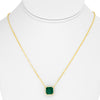 LARGE 3.19CT DIAMOND AAA EMERALD 14KT GOLD SQUARE EMERALD CUT SOLITAIRE NECKLACE