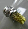 ESTATE WIDE .12CT DIAMOND 18KT WHITE & YELLOW GOLD 3D MESH COCKTAIL RING #7856