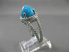 ESTATE WIDE 1.11CT DIAMOND & AAA TURQUOISE 14KT WHITE GOLD HALO FUN RING #18927