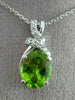 ESTATE 2.79CT DIAMOND & AAA PERIDOT 14KT WHITE GOLD 3D BOW OVAL FLOATING PENDANT