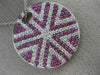 ESTATE LARGE 3.71CT DIAMOND & AAA PINK SAPPHIRE 18KT WHITE GOLD SUNBURST PENDANT