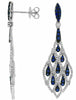 1.80CT DIAMOND & AAA SAPPHIRE 14KT WHITE GOLD 3D TEAR DROP CHANDELIER EARRINGS