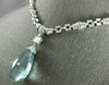 ANTIQUE EXTRA LARGE 41CT DIAMOND & AAA AQUAMARINE 18K WHITE GOLD LARIAT NECKLACE