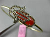 ESTATE .68CT CHOCOLATE FANCY DIAMOND & AAA AGATE 14K YELLOW GOLD BANGLE BRACELET