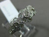 ESTATE .75CT DIAMOND 14KT WHITE GOLD 3 STONE FLOWER FILIGREE MILGRAIN LOVE RING