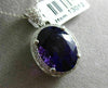 ESTATE LARGE 8.40CT DIAMOND & AMETHYST 14K WHITE GOLD OVAL HALO FLOATING PENDANT
