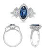 LARGE 2.75CT DIAMOND & AAA SAPPHIRE PLATINUM MARQUISE SHAPE HALO ENGAGEMENT RING