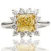 GIA LARGE 2.62CT WHITE & FANCY YELLOW DIAMOND 18KT TWO TONE GOLD ENGAGEMENT RING