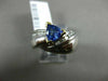 ESTATE WIDE 1.26CT DIAMOND & TRILLION TANZANITE 14KT 2 TONE GOLD SEMI BEZEL RING