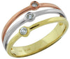 ESTATE .11CT DIAMOND 14KT TRI COLOR GOLD CLASSIC ROUND 3 STONE ETOILE FUN RING