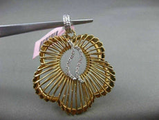 ESTATE LARGE .12CT DIAMOND 14KT YELLOW GOLD 3D 5 CLOVER LEAF BASKET LOVE PENDANT