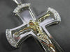 ESTATE EXTRA LARGE .45CT DIAMOND 14K WHITE & YELLOW GOLD 3D CROSS PENDANT #12476