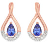 ESTATE .97CT DIAMOND & AAA TANZANITE 14KT ROSE GOLD PEAR SHAPE HANGING EARRINGS