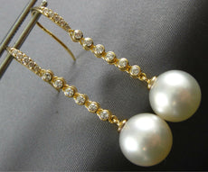 .35CT DIAMOND & AAA SOUTH SEA PEARL 18KT YELLOW GOLD 3D ETOILE HANGING EARRINGS