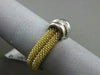 ESTATE WIDE .12CT DIAMOND 18KT WHITE & YELLOW GOLD 3D MESH COCKTAIL RING #7856